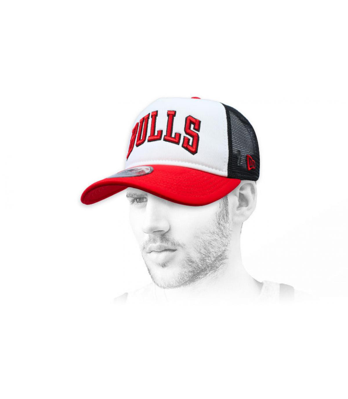 red Chicago Bulls trucker Trucker Bulls Color block